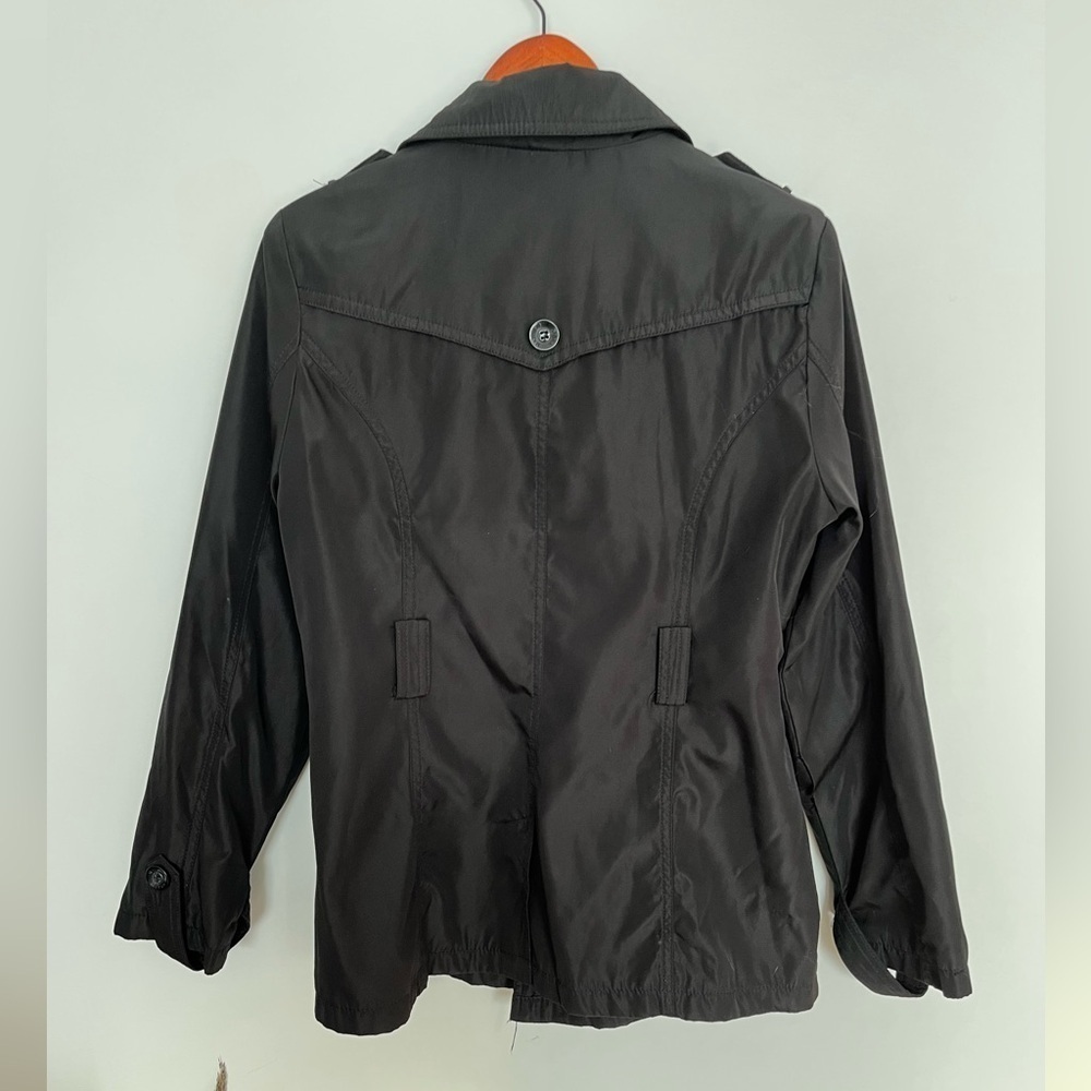 Majora Black Belted Double Breasted Trench Jacket Womens L - Picture 9 of 10